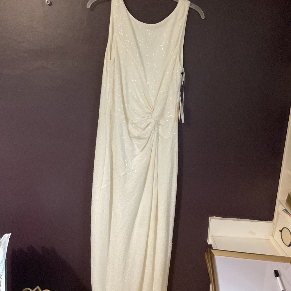 Calvin Klein white sequin gown